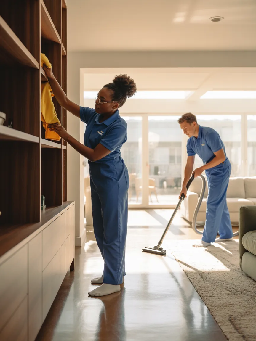 Professional VMS cleaning team working together